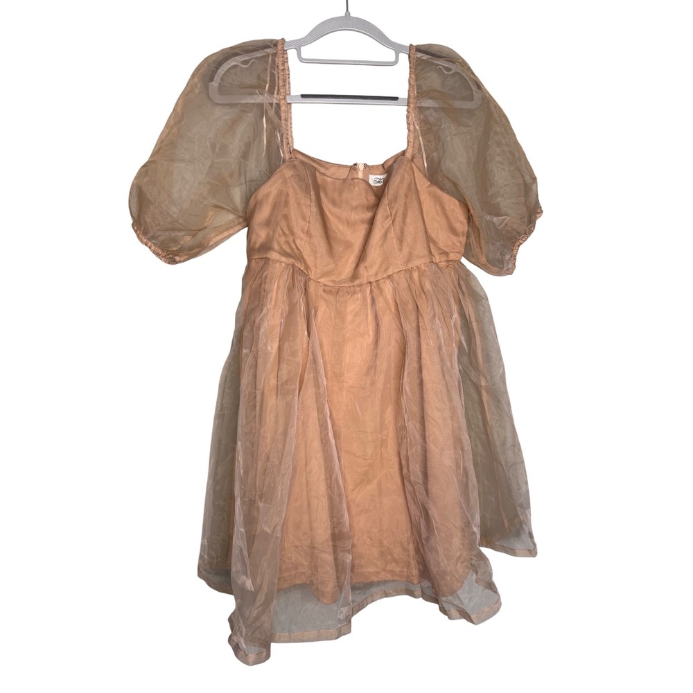 The Post nude puff sleeve mini dress